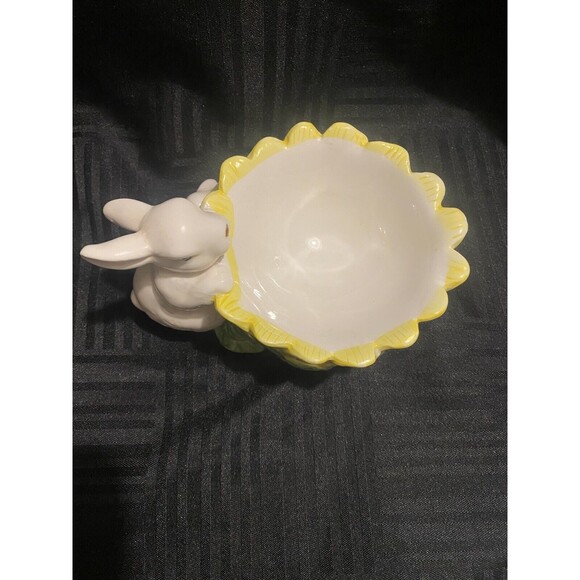 Vintage international bazaar bunny rabbit sunflower candy dish easter decor - Picture 5 of 8